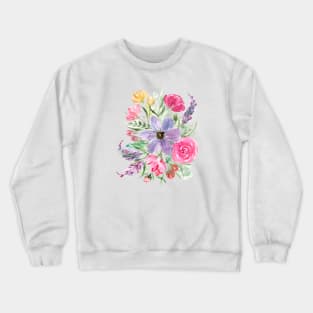 Fresh Loose Watercolor Florals Crewneck Sweatshirt